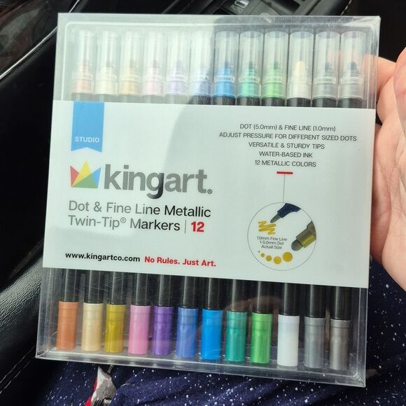 Kingart Metallic Twin-Tip Markers Set - 12 Colors - Picture 5 of 5